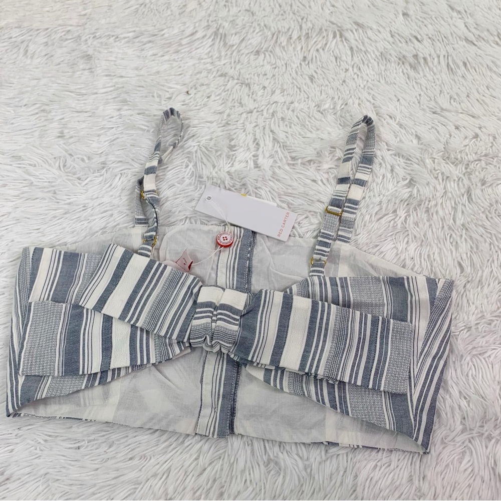 Red Carter NWT Women's striped bow back Crop Top in white blue - Picture 7 of 9
